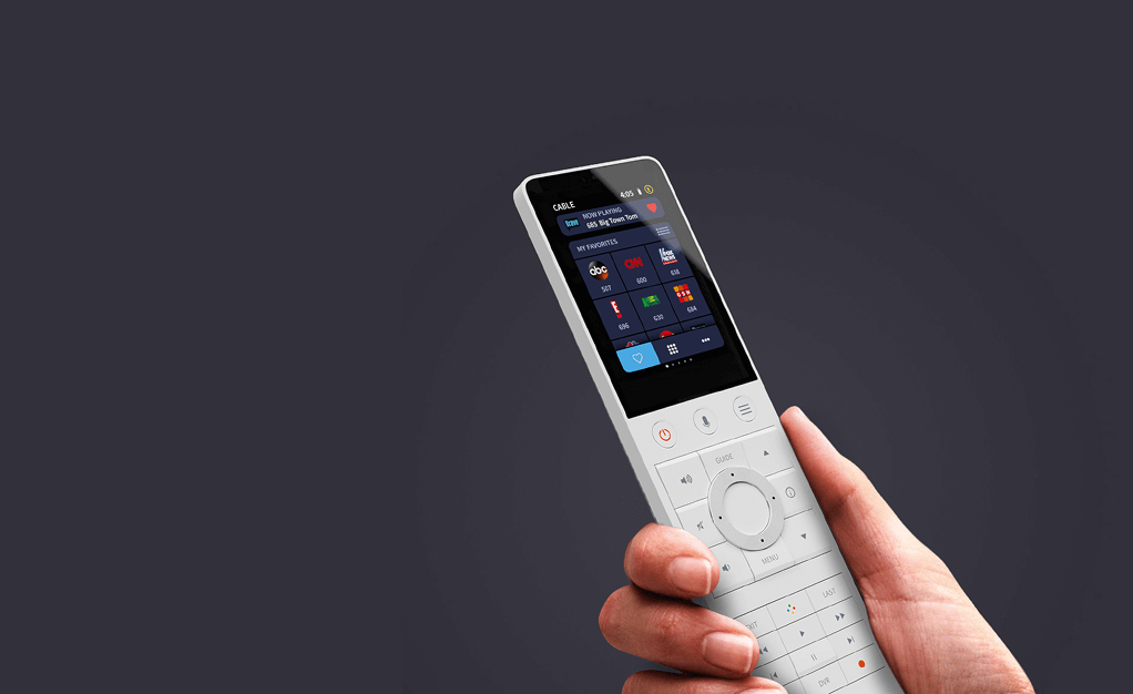 Josh AI Touch panel in a able with a traditional home in the background