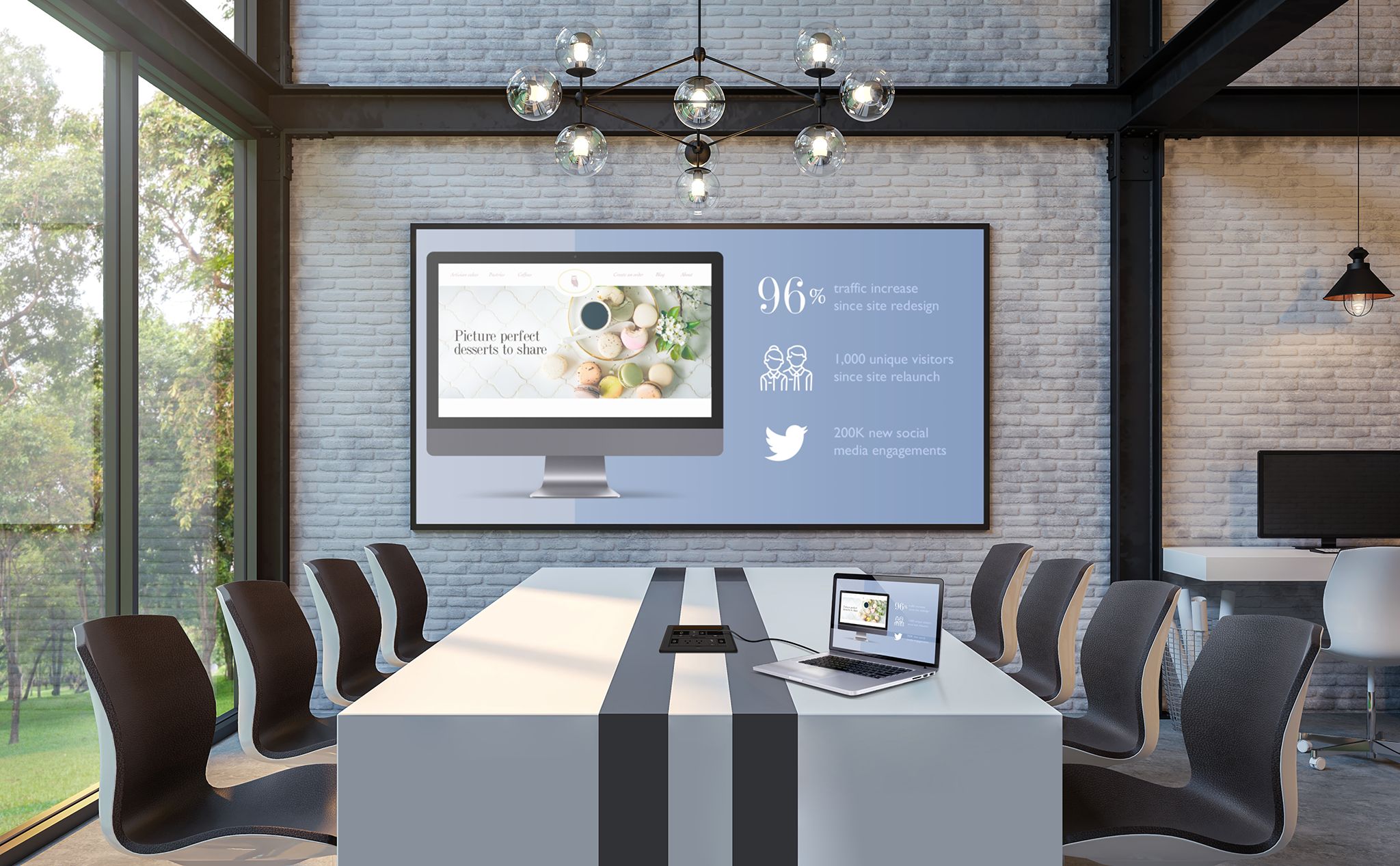 Modern warm colored conference Room with Leon Speakers